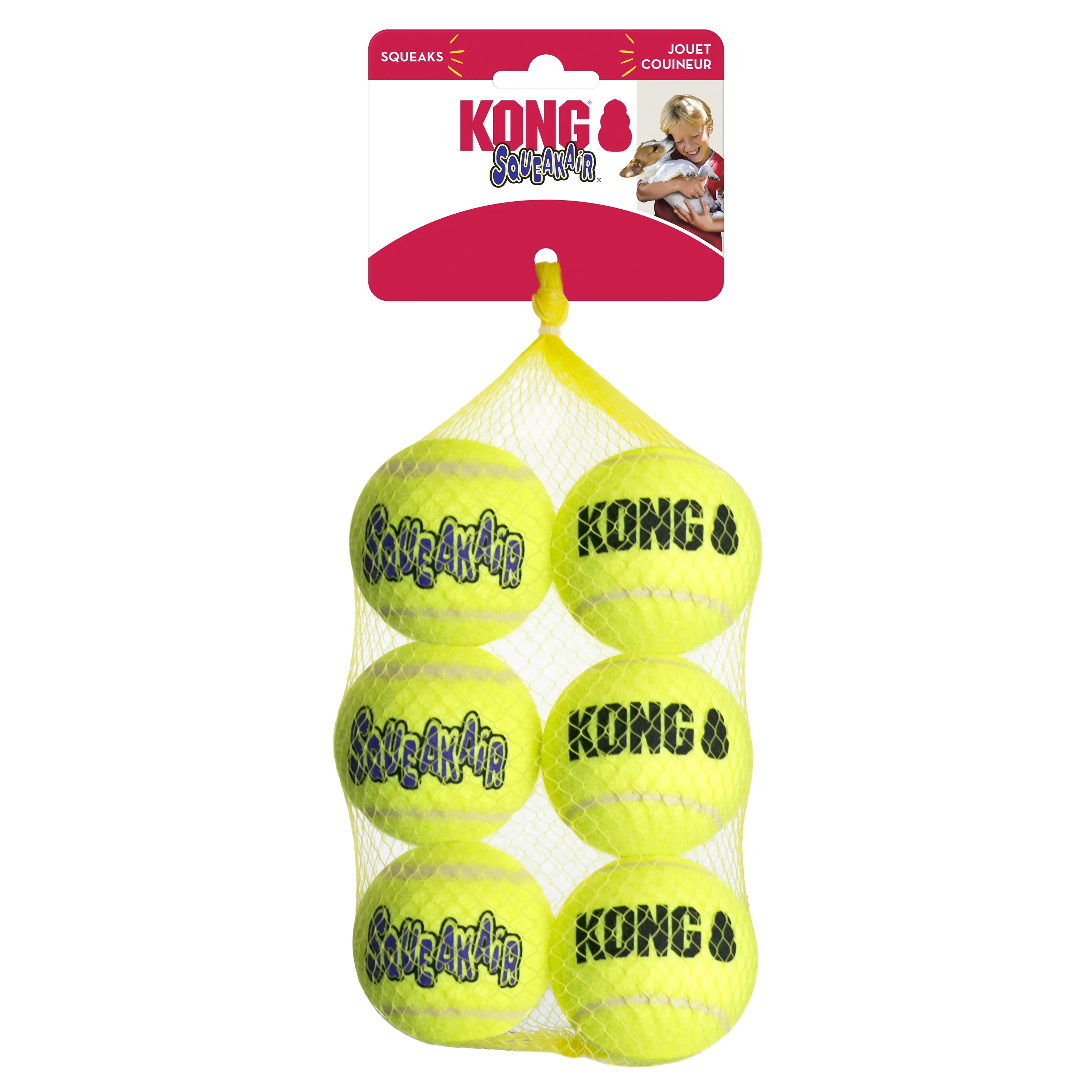 Kong Squeak Air Tennis Ball Medium 2.5" - 6 pack