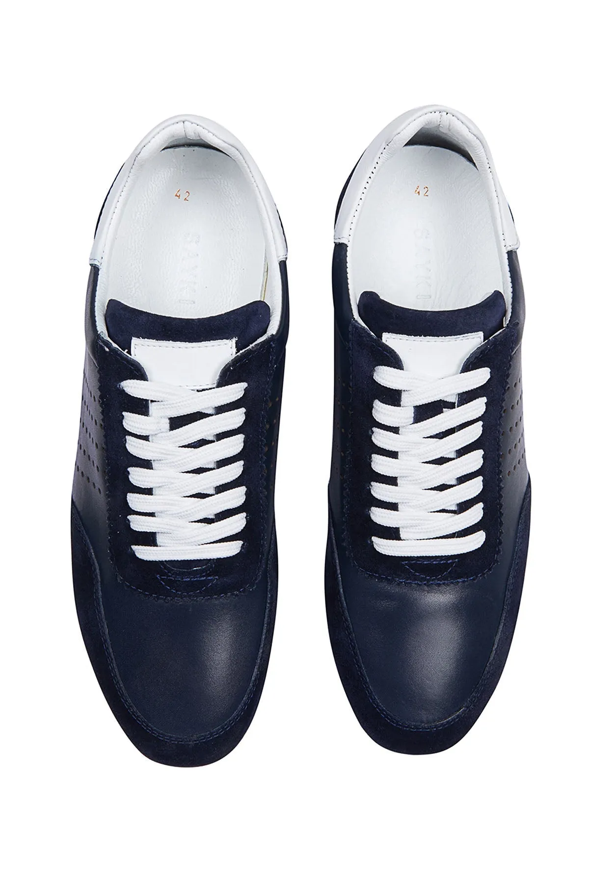 Lace-Up Leather Navy Sneakers