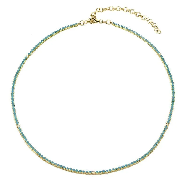 Lapis Gemstone Tennis Necklace