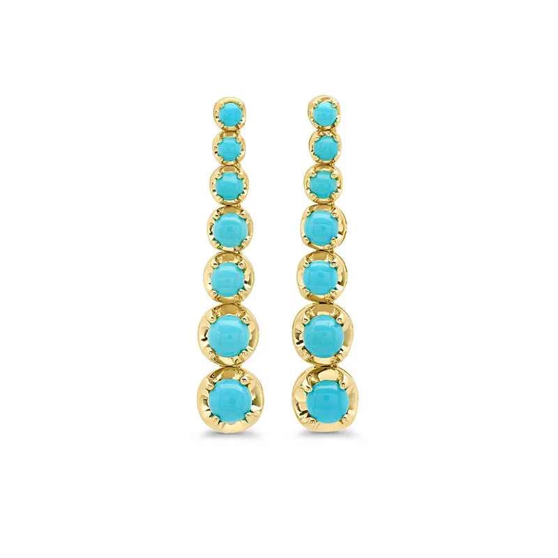 Large Graduated Turquoise Tennis Studs