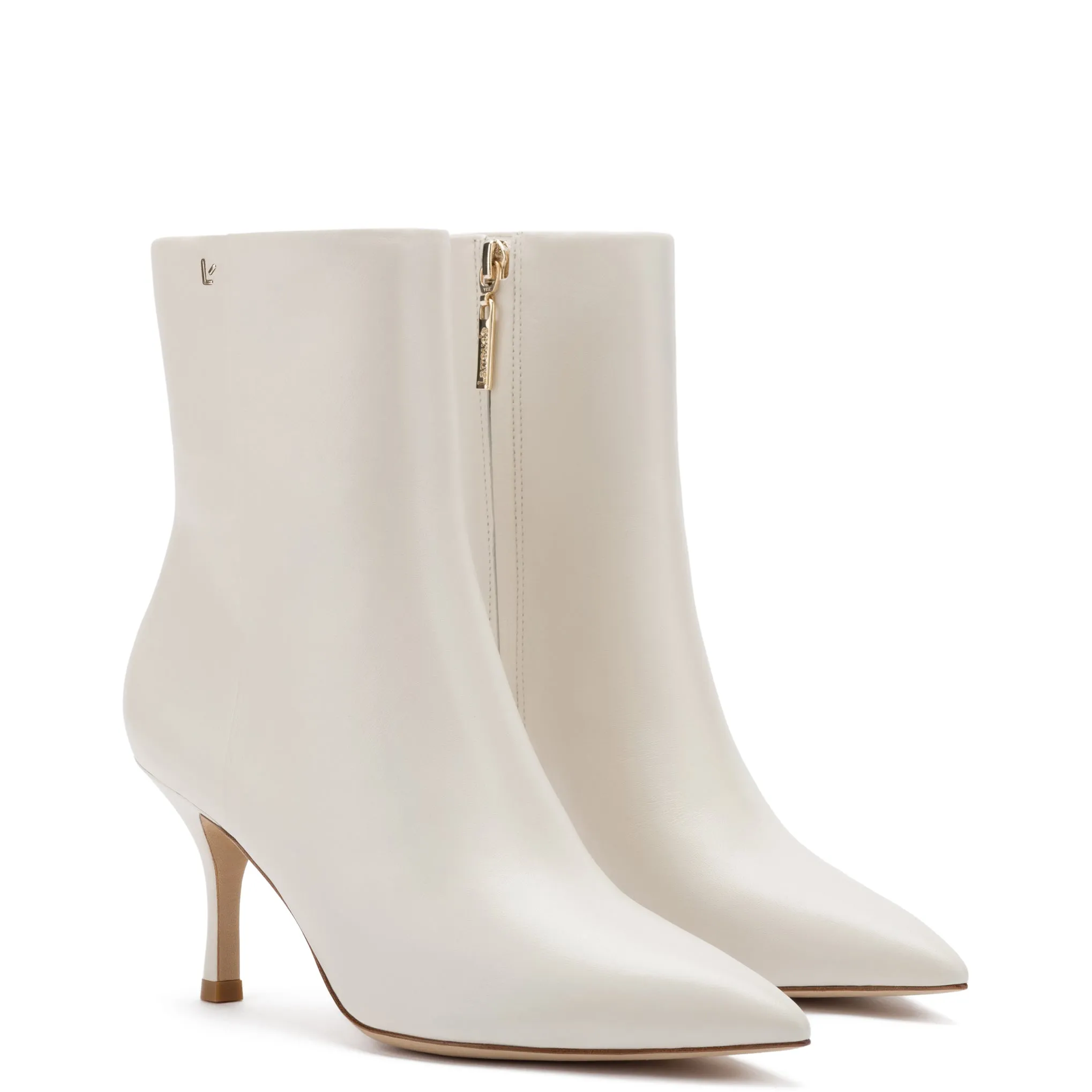 Larroude Mini Kate Boot In Ivory Leather