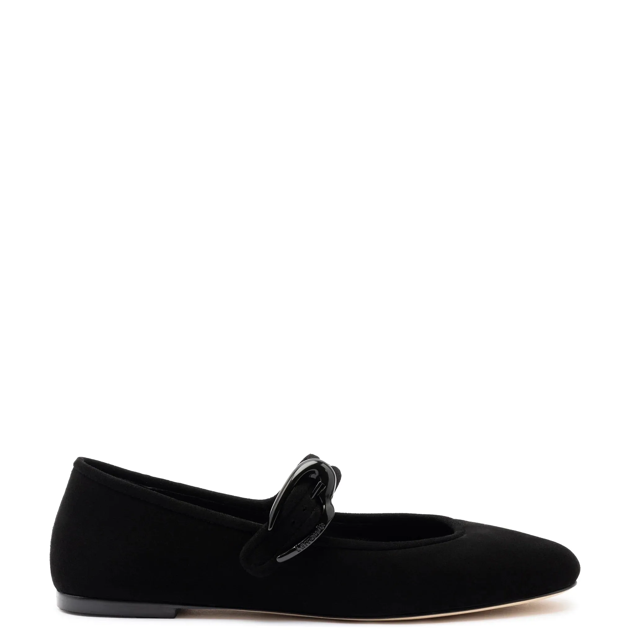 Larroude Verona Ballet Flat In Black Suede