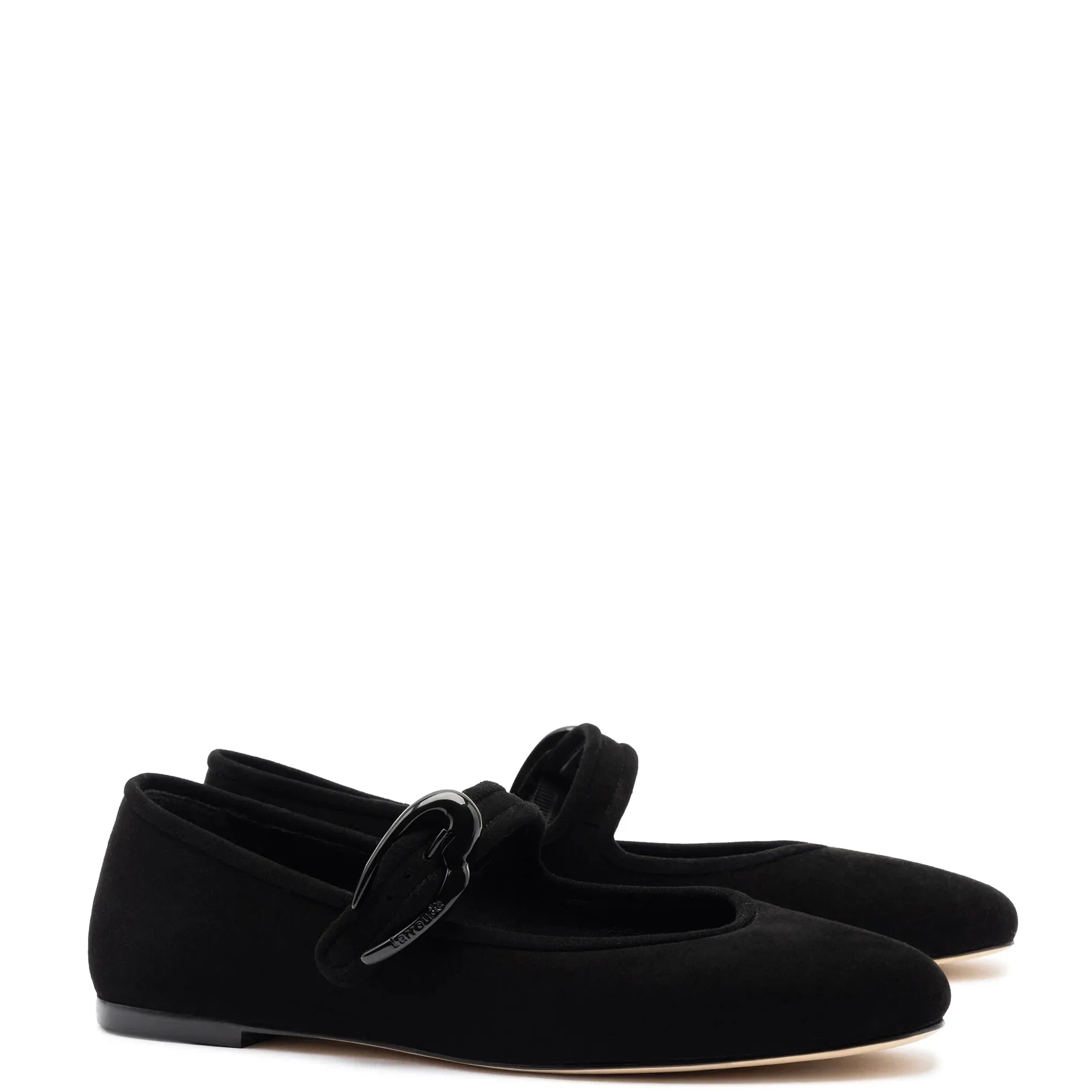 Larroude Verona Ballet Flat In Black Suede