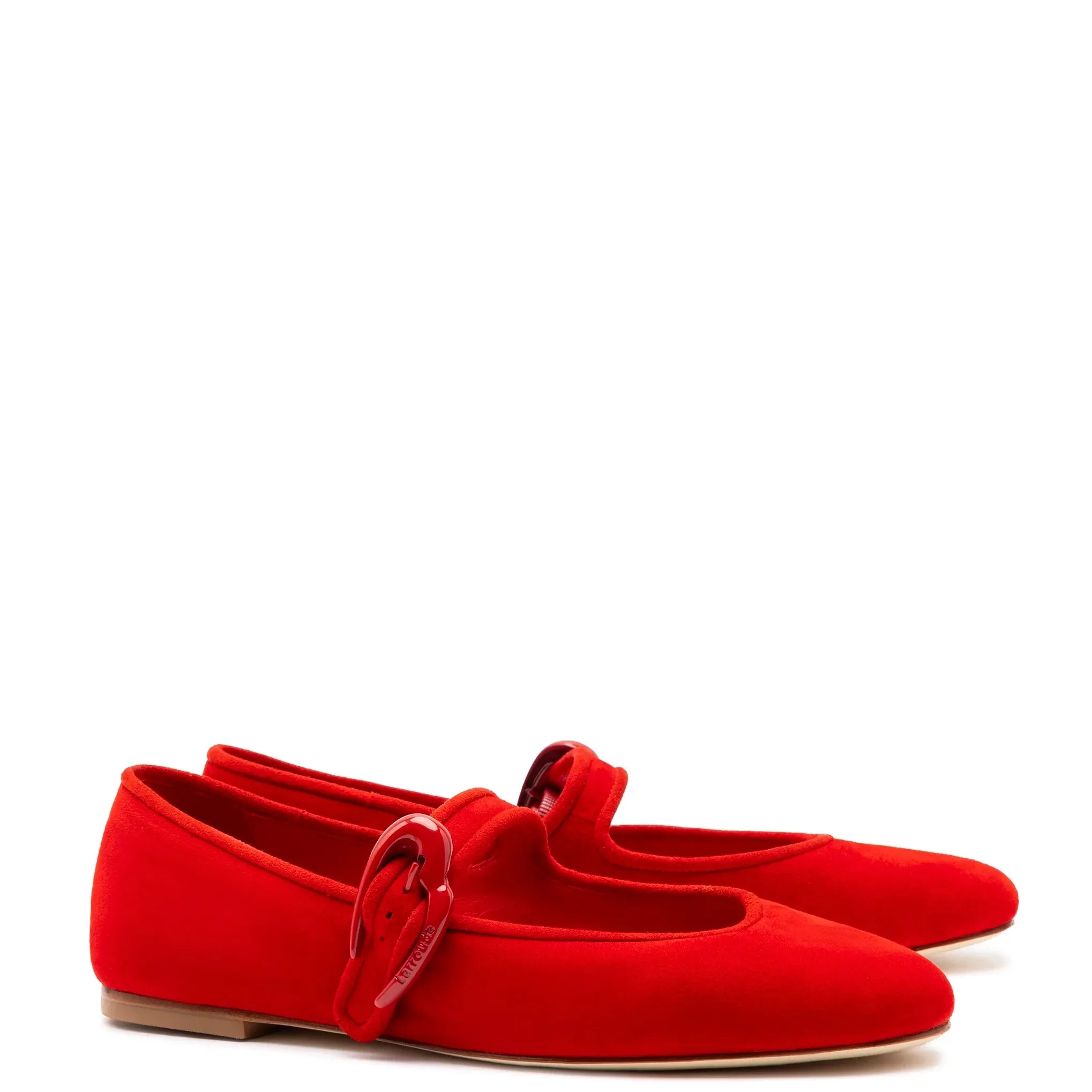 Larroude Verona Ballet Flat In Scarlet Suede