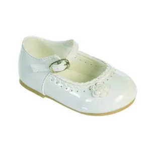 Little Girls Ivory Braided Edging Flower Patent Leather Dress Shoes 5 Toddler