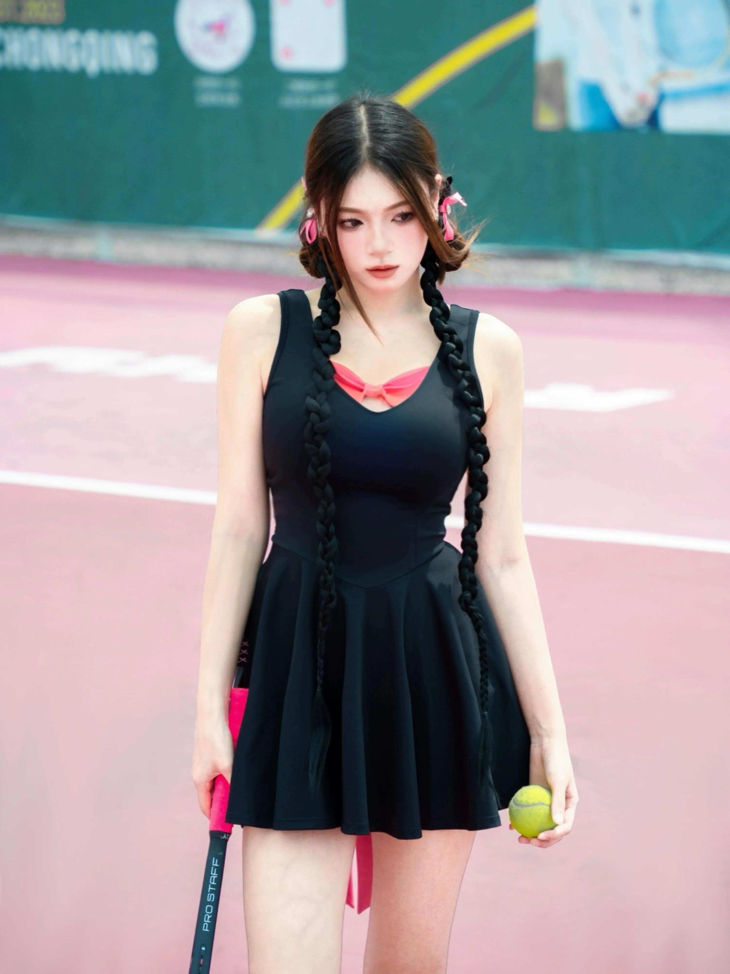 LMD Black Pink Dry Fit Tennis Dress