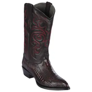 Los Altos Boots Mens #990518 J Toe | Genuine Ostrich Leg Boots | Color Black Cherry