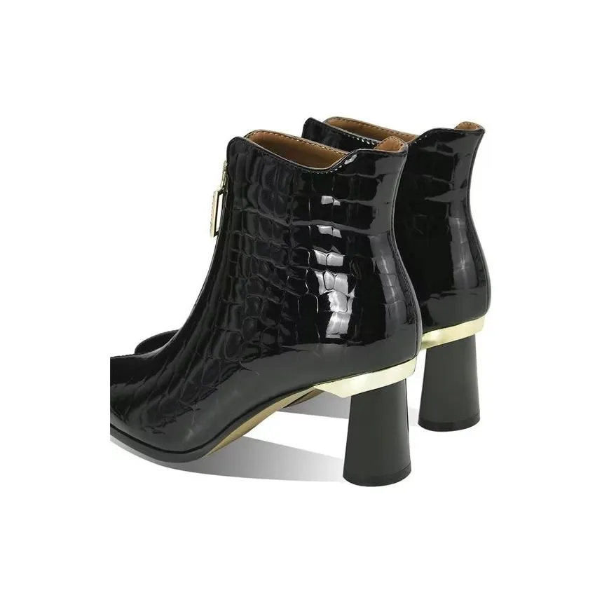 Luxury CrocTex Pointed Ankle Boots