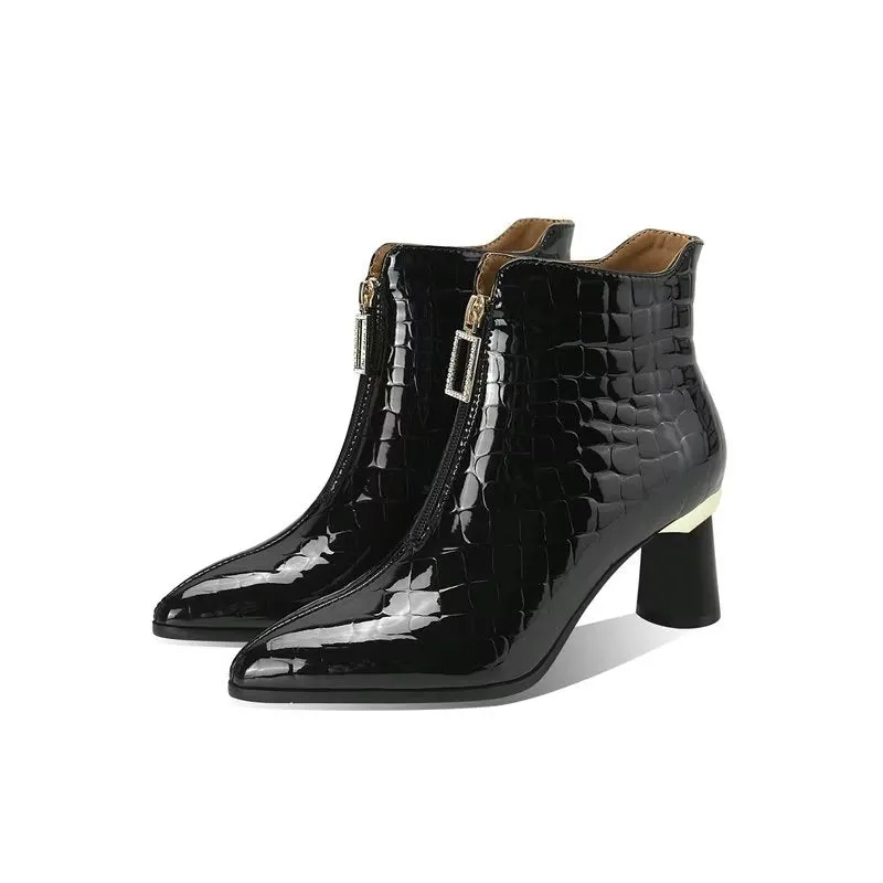 Luxury CrocTex Pointed Ankle Boots