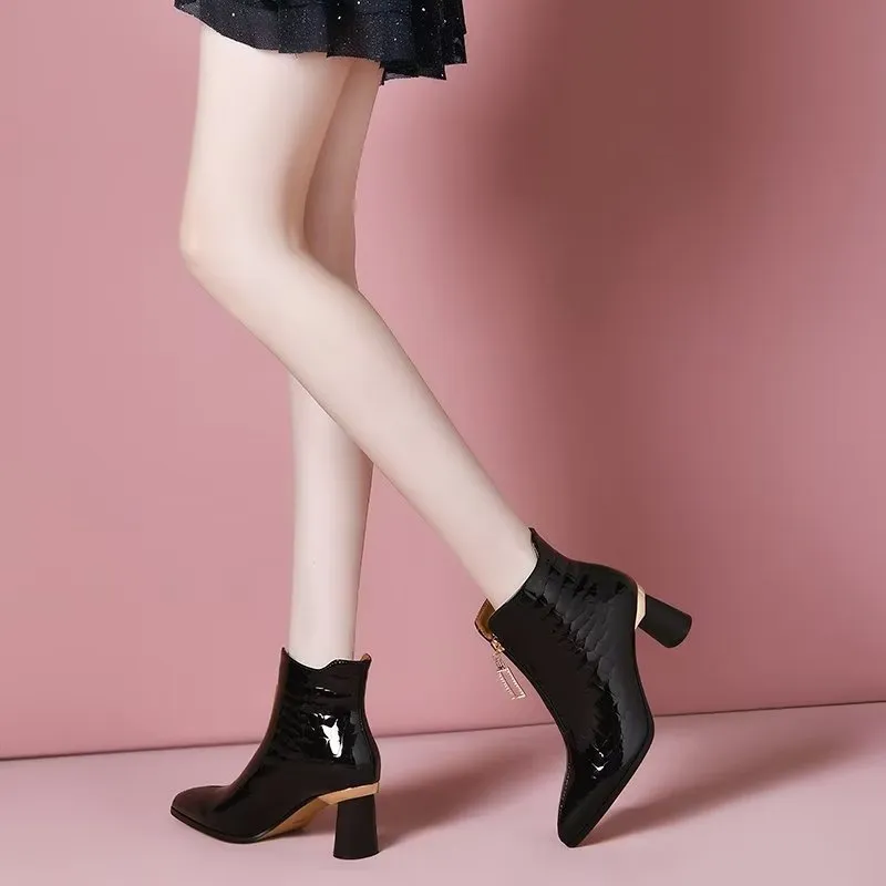 Luxury CrocTex Pointed Ankle Boots