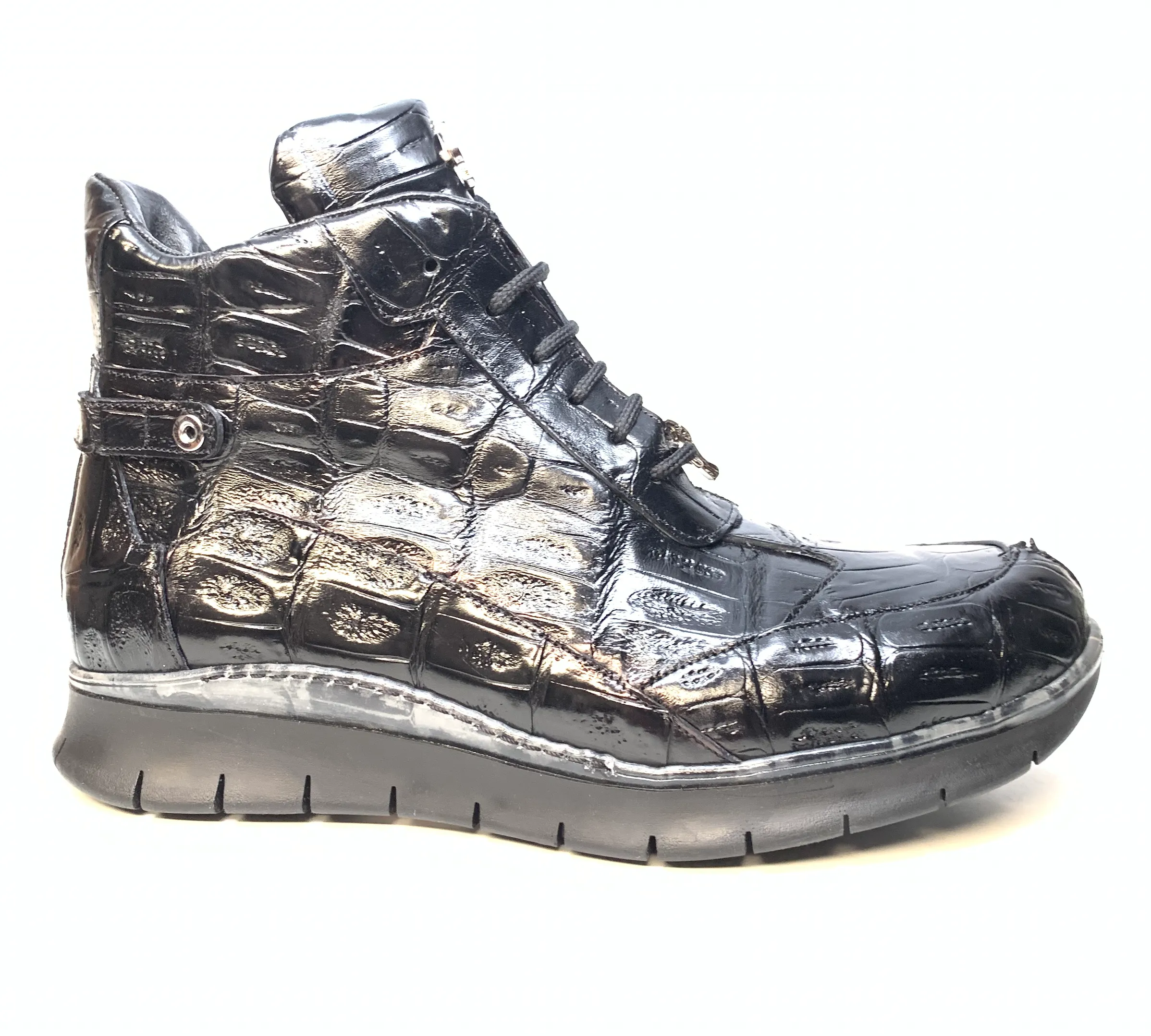 Mauri 8567 Black Crocodile Hightop Sneakers