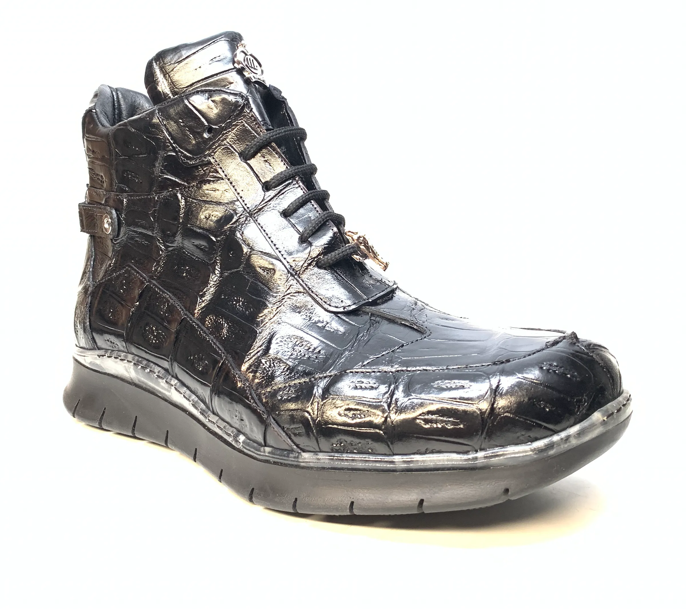 Mauri 8567 Black Crocodile Hightop Sneakers