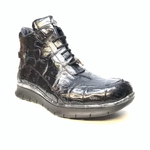 Mauri 8567 Black Crocodile Hightop Sneakers