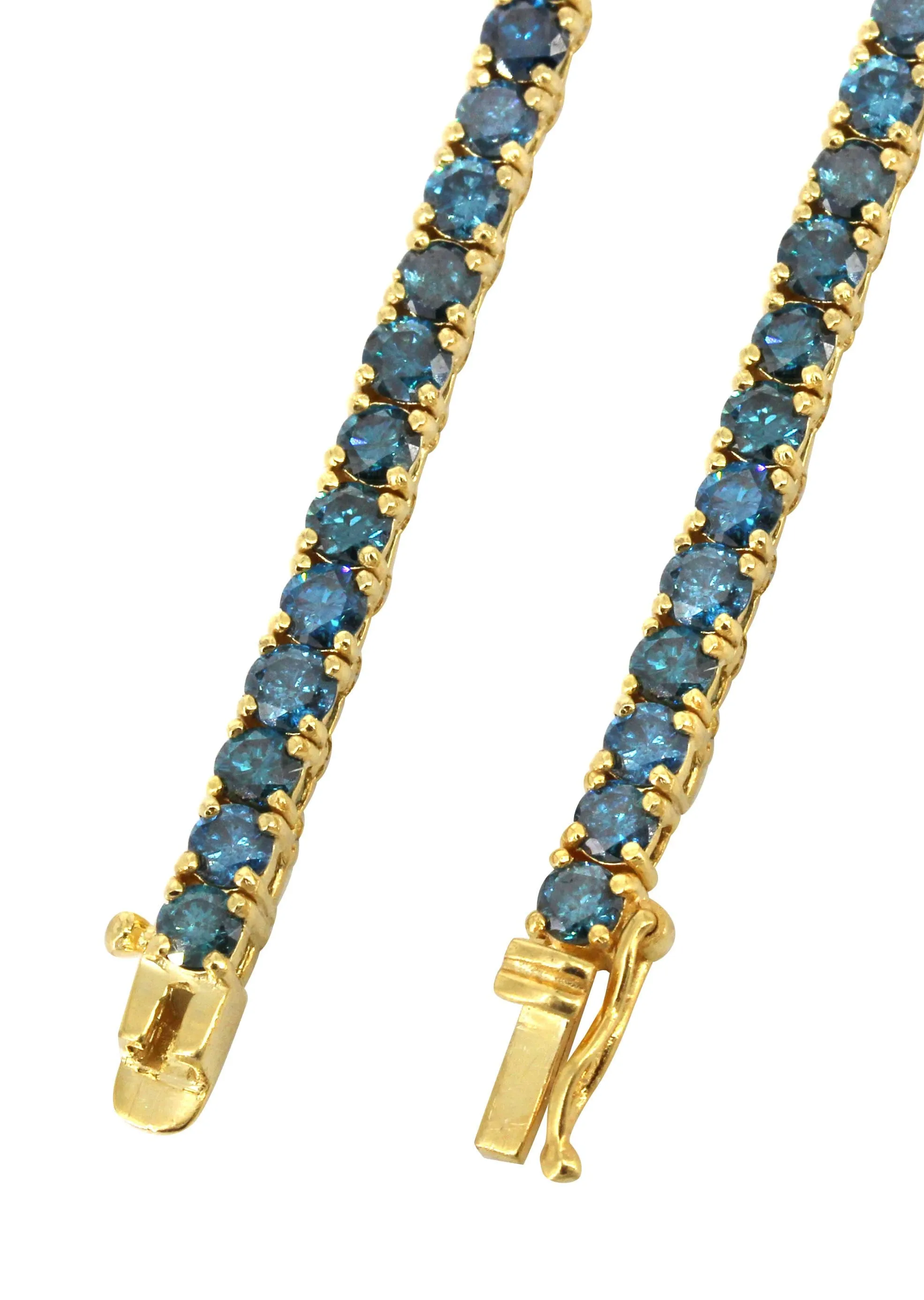 Mens Blue Diamond Gold Tennis Chain