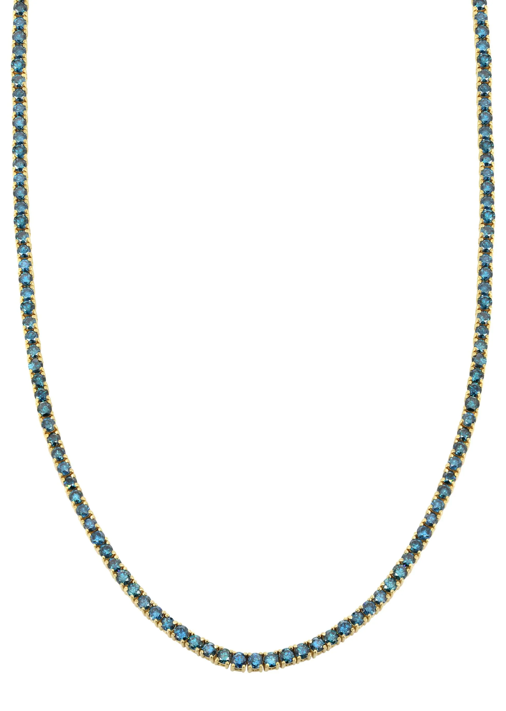 Mens Blue Diamond Gold Tennis Chain