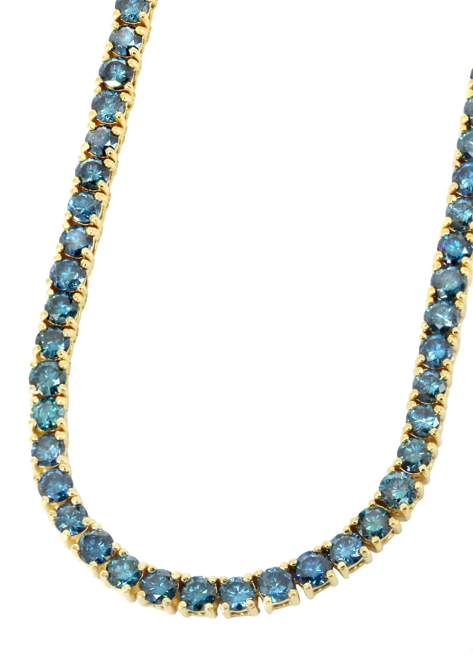 Mens Blue Diamond Gold Tennis Chain