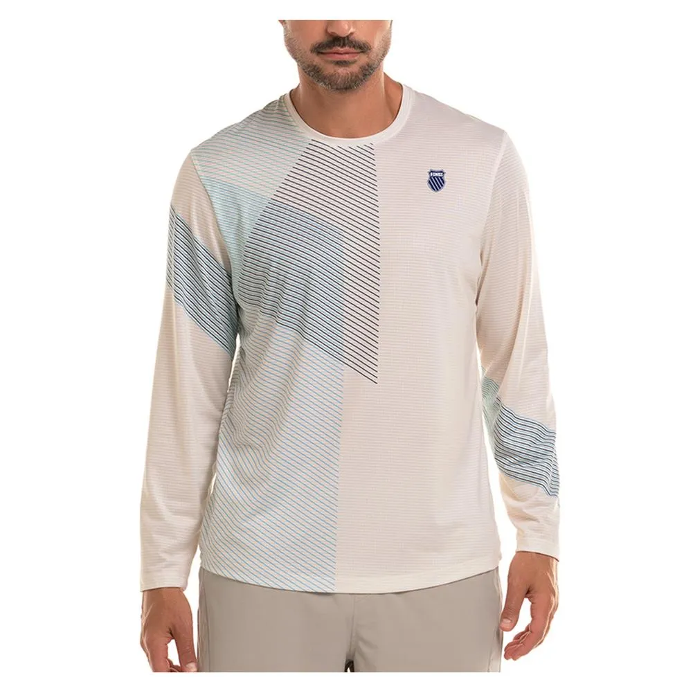 Men's Blue Heat Long Sleeve Tennis Top Star White