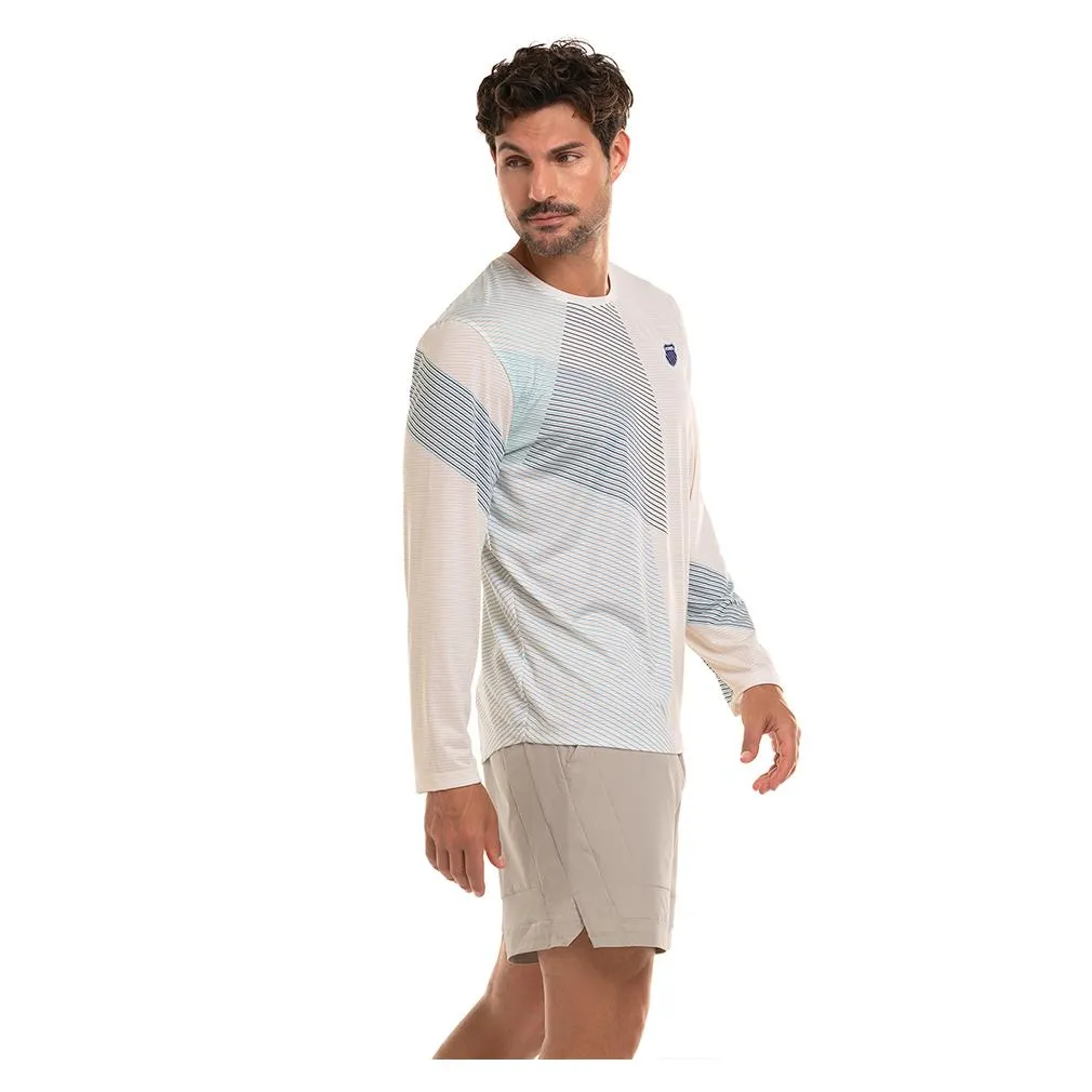 Men's Blue Heat Long Sleeve Tennis Top Star White