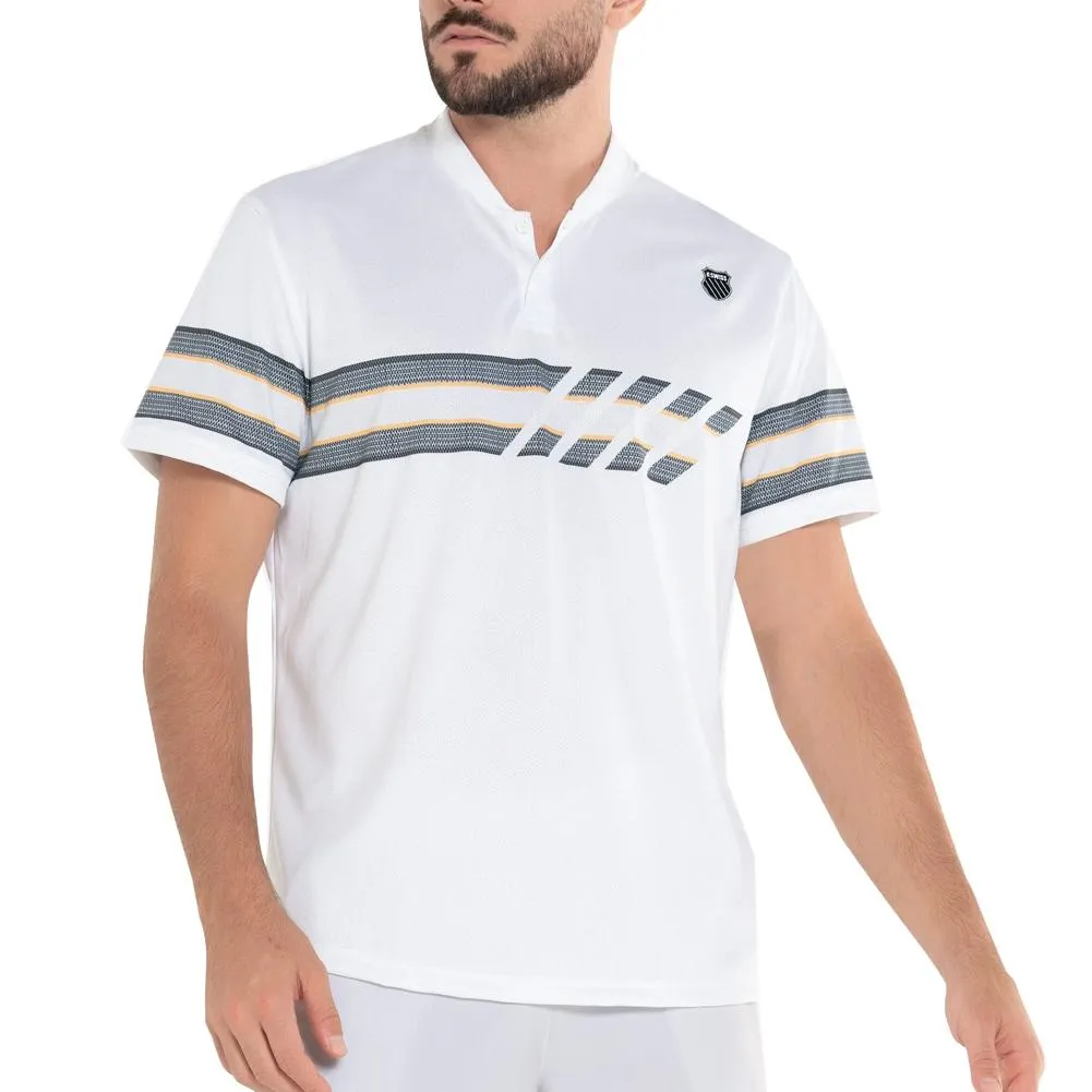 Men's Chop Henley Short Sleeve Tennis Polo White