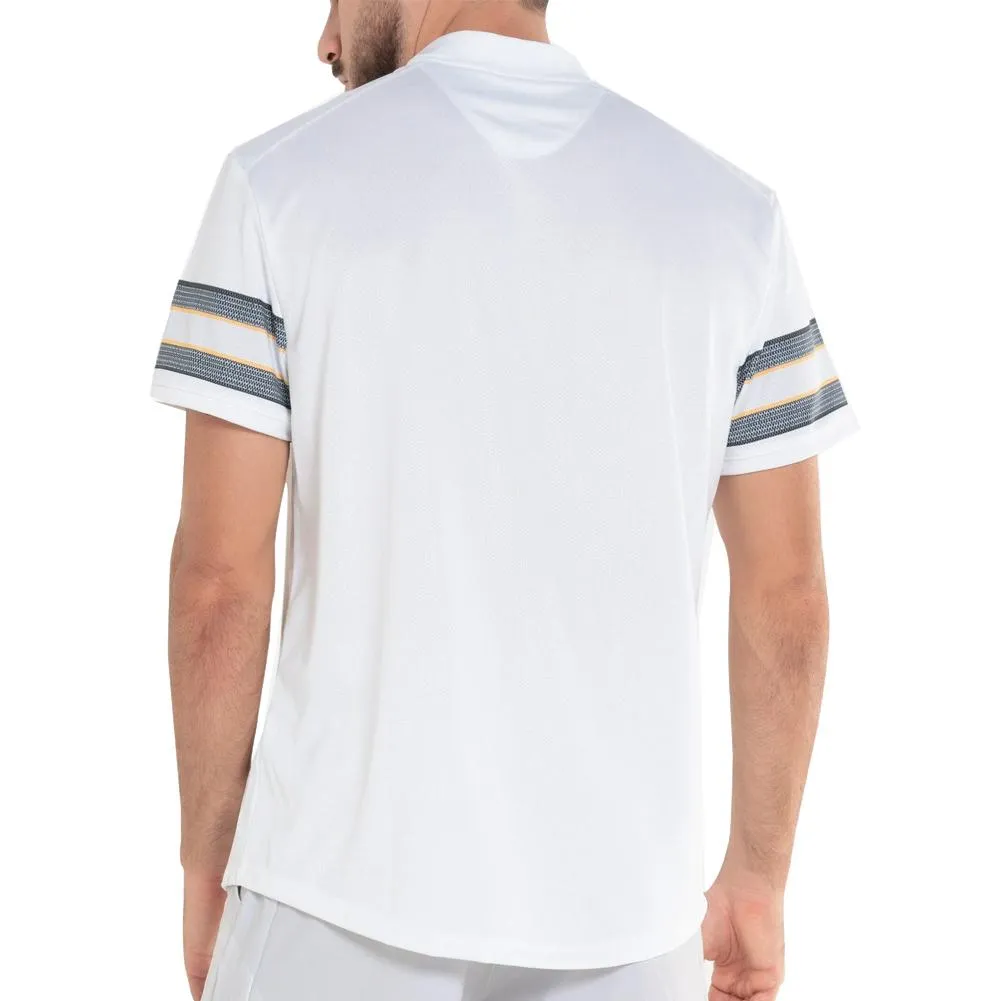 Men's Chop Henley Short Sleeve Tennis Polo White