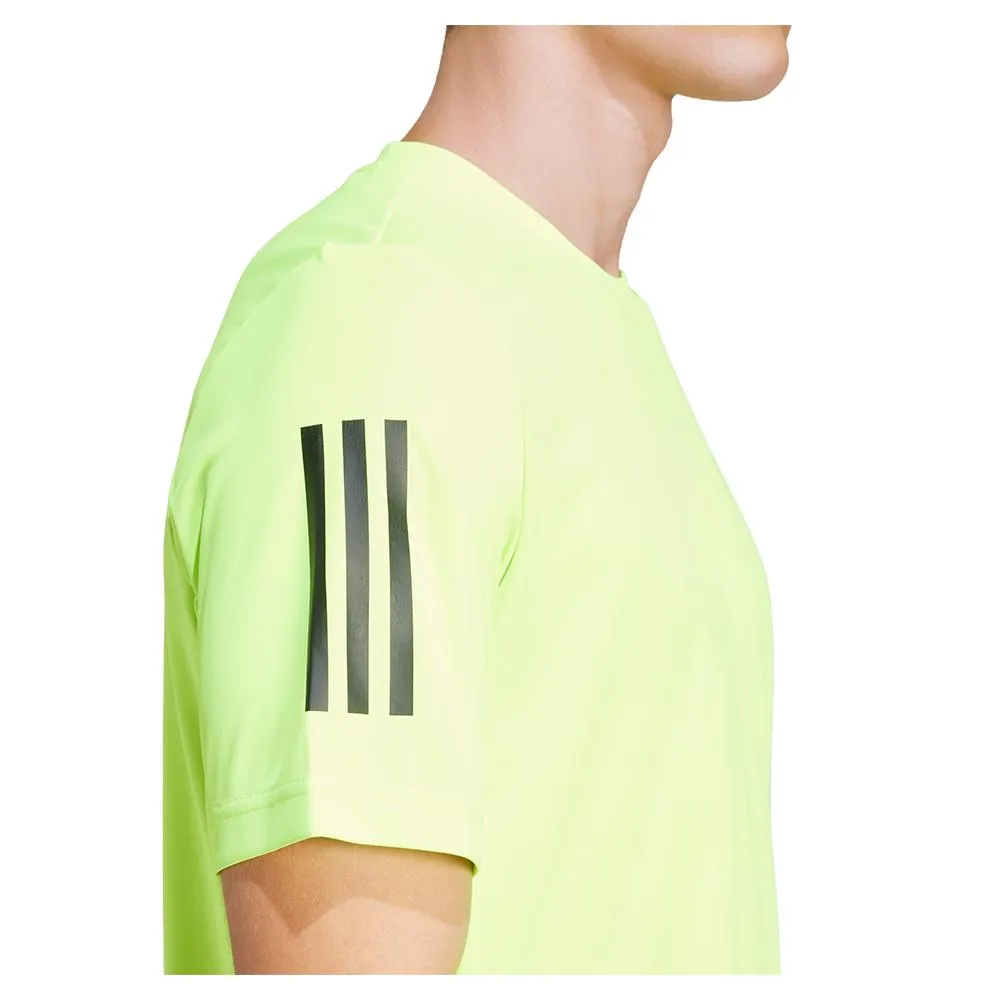 Mens Club 3 Stripe Tennis Top Lucid Lemon