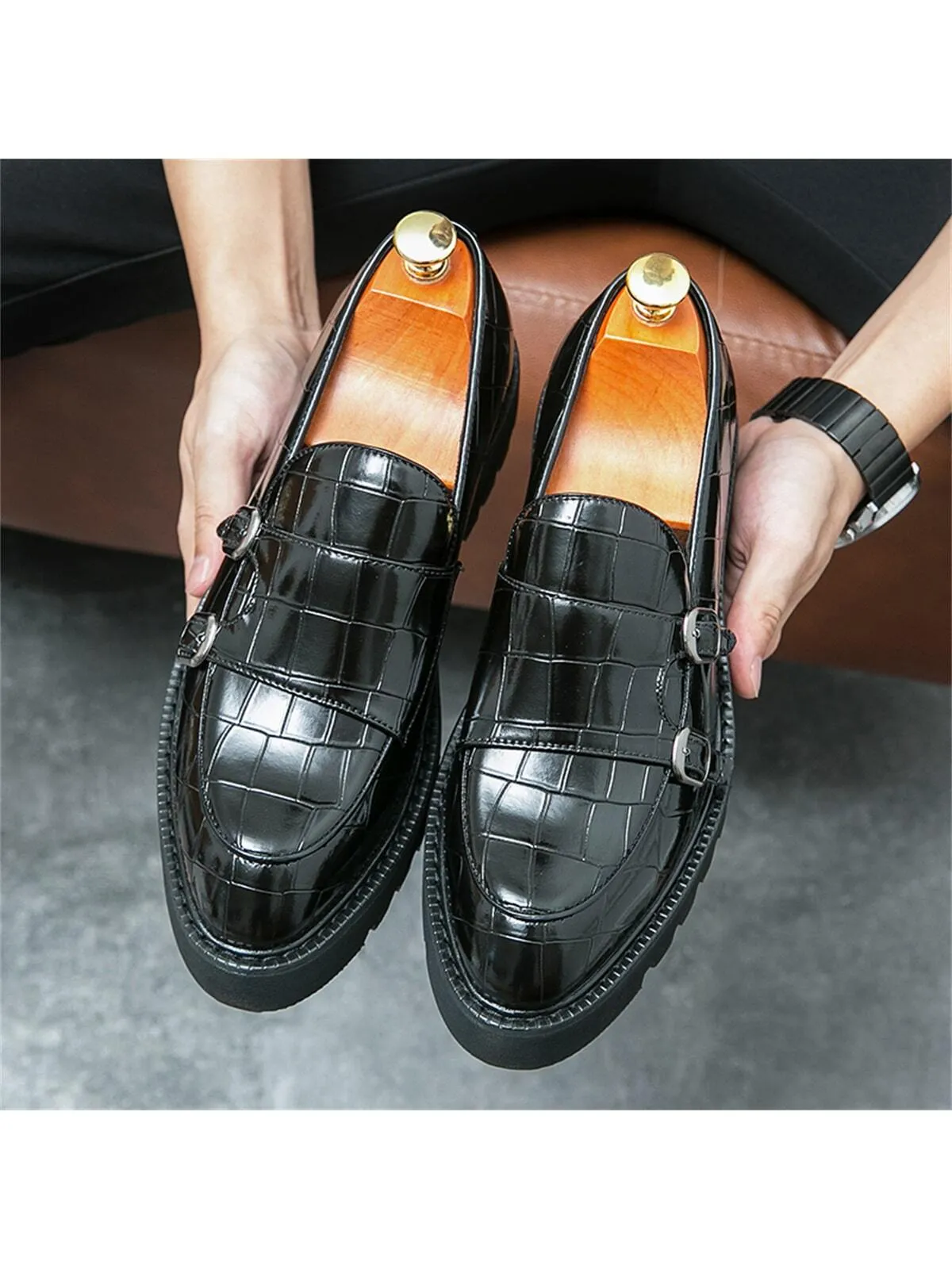 Men's Dress Shoes - One-foot Slip on PU Leather Shoes