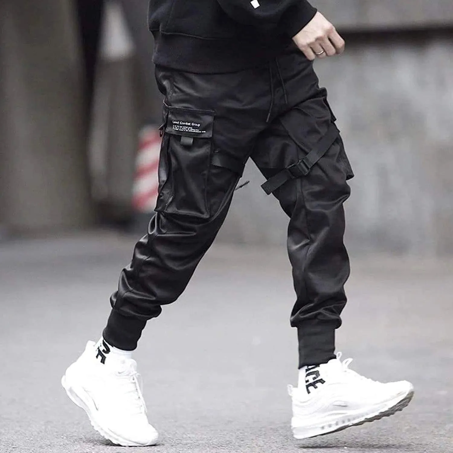 Mens Jogger Pants Japanese Cargo Sweatpants Tactical Pant Multi-Pockets Techwear Hip Hop Streetwear