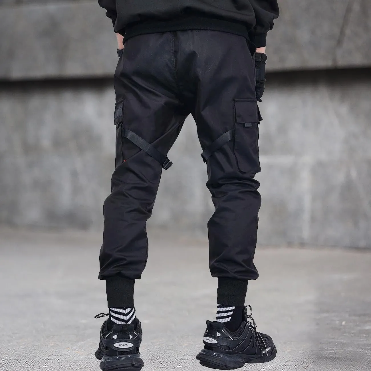 Mens Jogger Pants Japanese Cargo Sweatpants Tactical Pant Multi-Pockets Techwear Hip Hop Streetwear