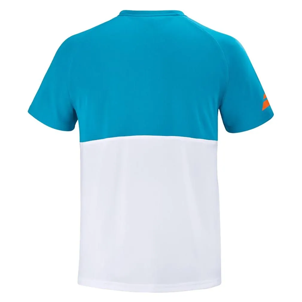 Men`s Play Crew Neck Tennis Top White and Caneel Bay