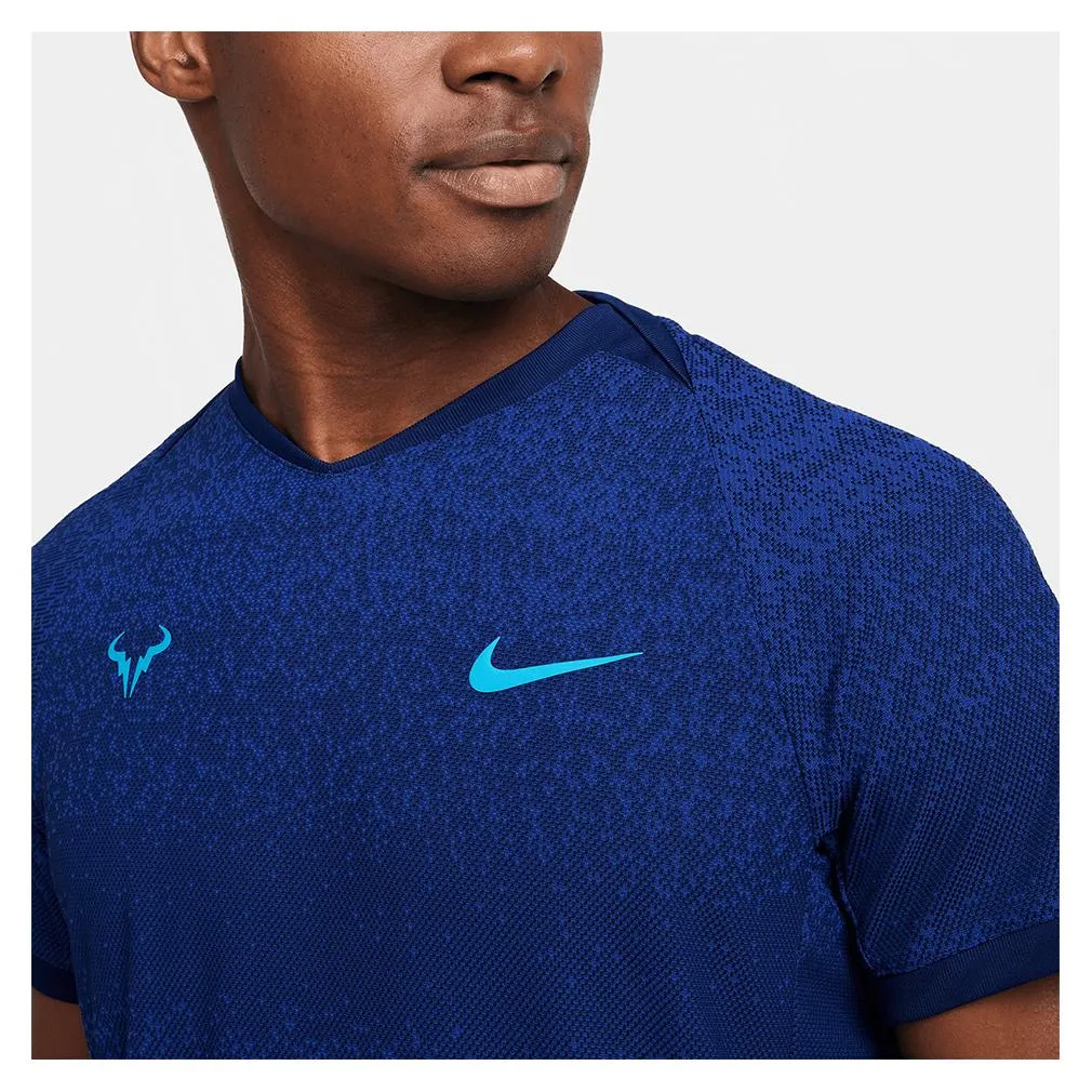 Men`s Rafa Dri-FIT Advantage Tennis Top Blue Void and Laser Blue