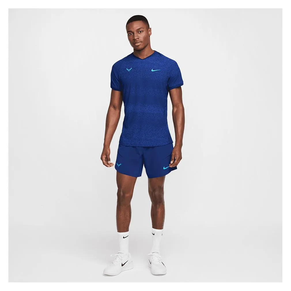 Men`s Rafa Dri-FIT Advantage Tennis Top Blue Void and Laser Blue