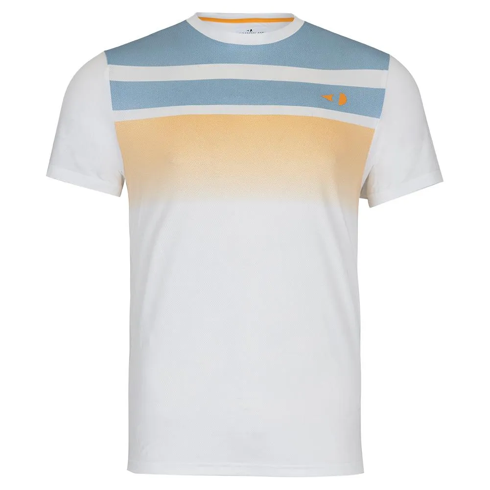 Men's Short Sleeve Chest Stripe Fade Out Tennis Crew Bright White