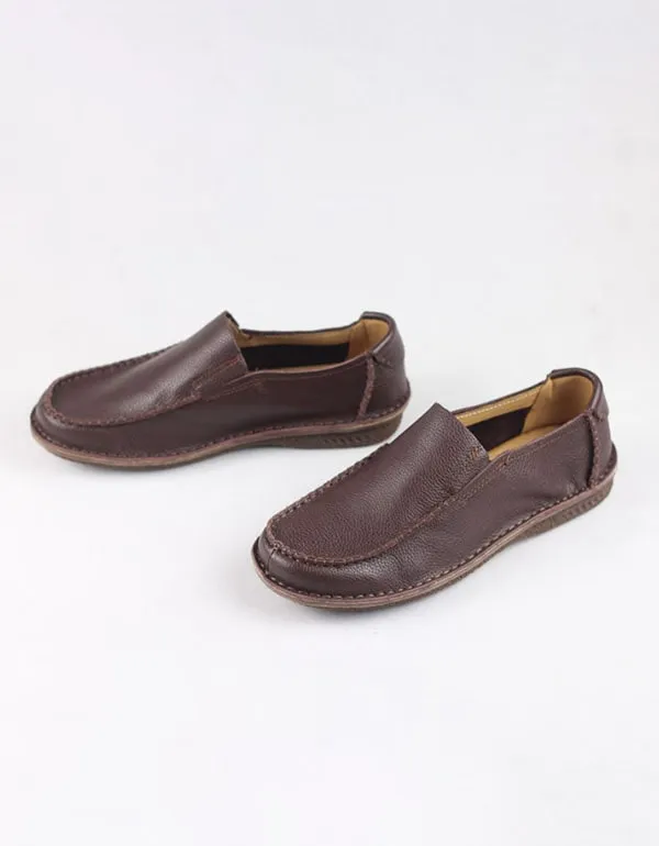 Men's Soft Cowhide Handmade Retro Leather Flats