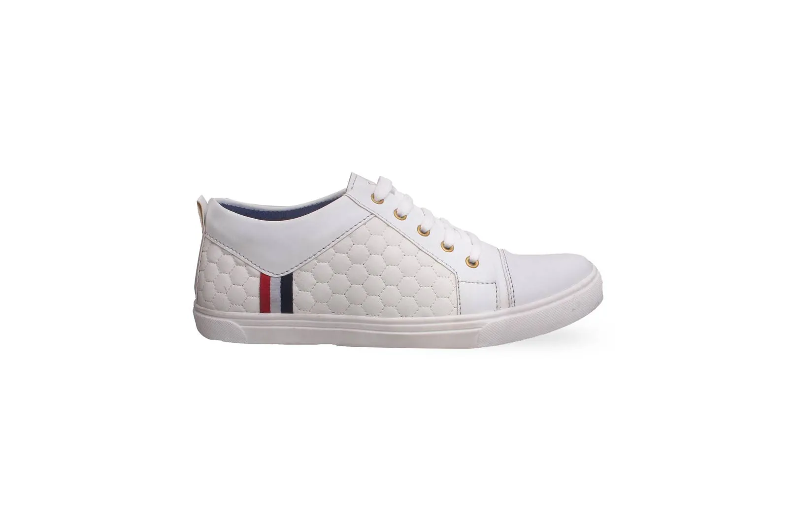 Men's White Synthetic Casual Sneakers