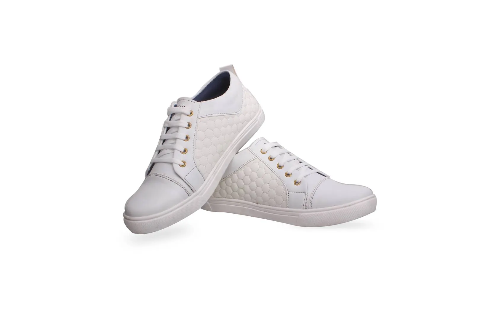 Men's White Synthetic Casual Sneakers