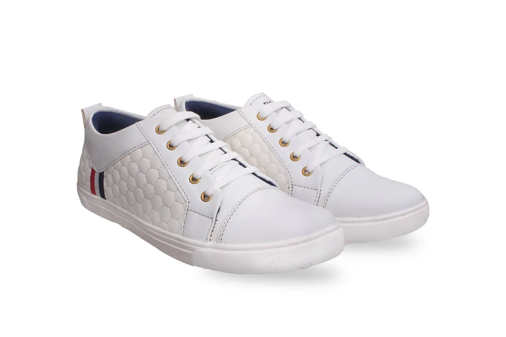 Men's White Synthetic Casual Sneakers