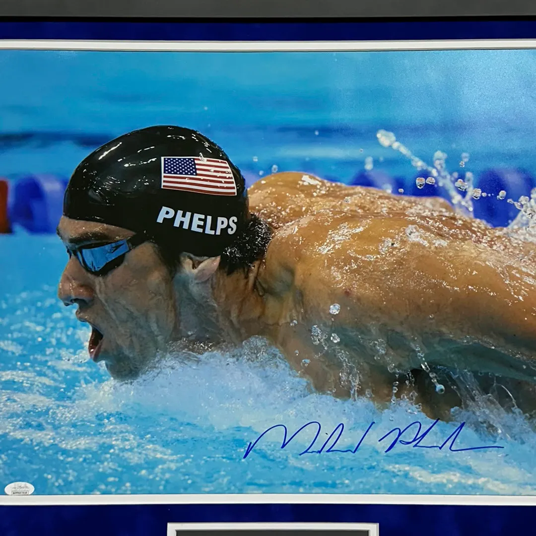 Michael Phelps Hand Signed & Framed Olympics 16x20 Photo (JSA)