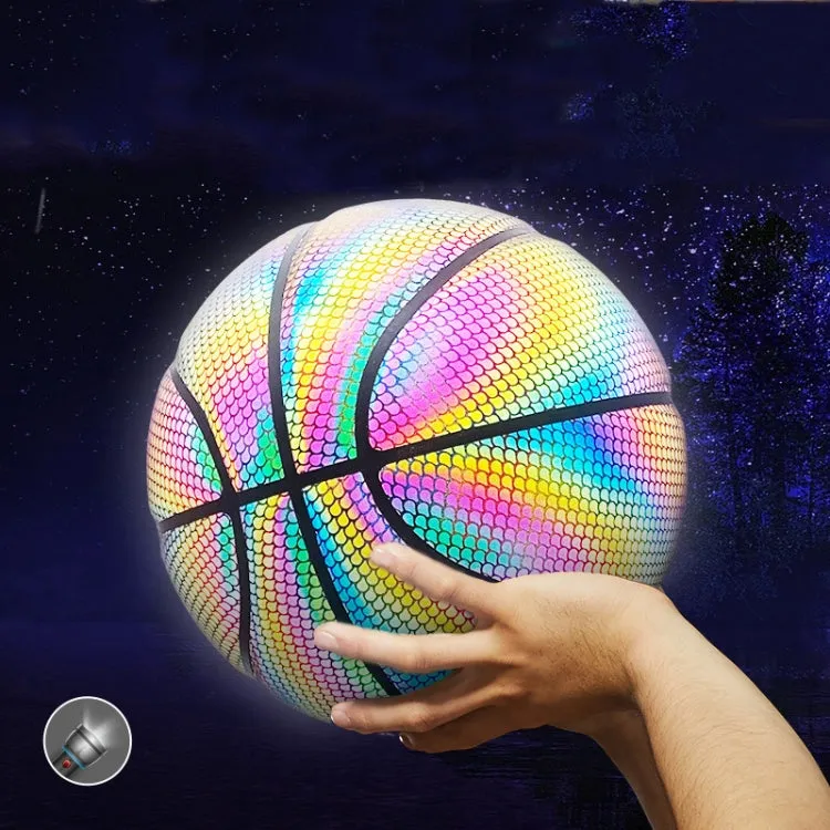 MILACHIC Number 7 Holographic Reflective Basketball Visible at Night Rainbow Star Basketball(Colorful Fish Pattern 6724)