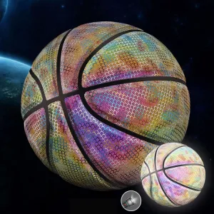 MILACHIC Number 7 Holographic Reflective Basketball Visible at Night Rainbow Star Basketball(Colorful Fish Pattern 6724)