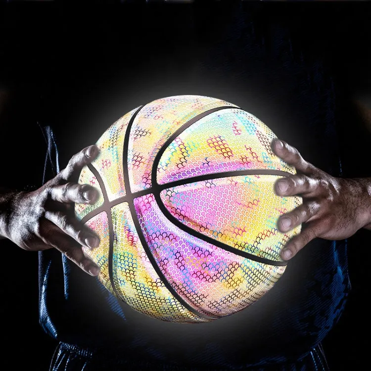 MILACHIC Number 7 Holographic Reflective Basketball Visible at Night Rainbow Star Basketball(Colorful Fish Pattern 6724)