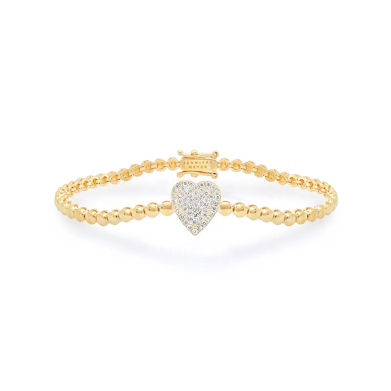 Mini Bezel Tennis Bracelet with Diamond Pave Heart