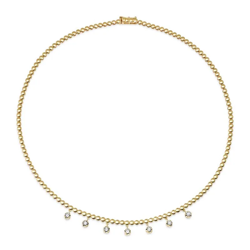 Mini Bezel Tennis Necklace With 7 Medium Illusion Set Diamonds