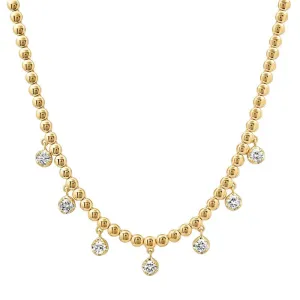 Mini Bezel Tennis Necklace With 7 Medium Illusion Set Diamonds