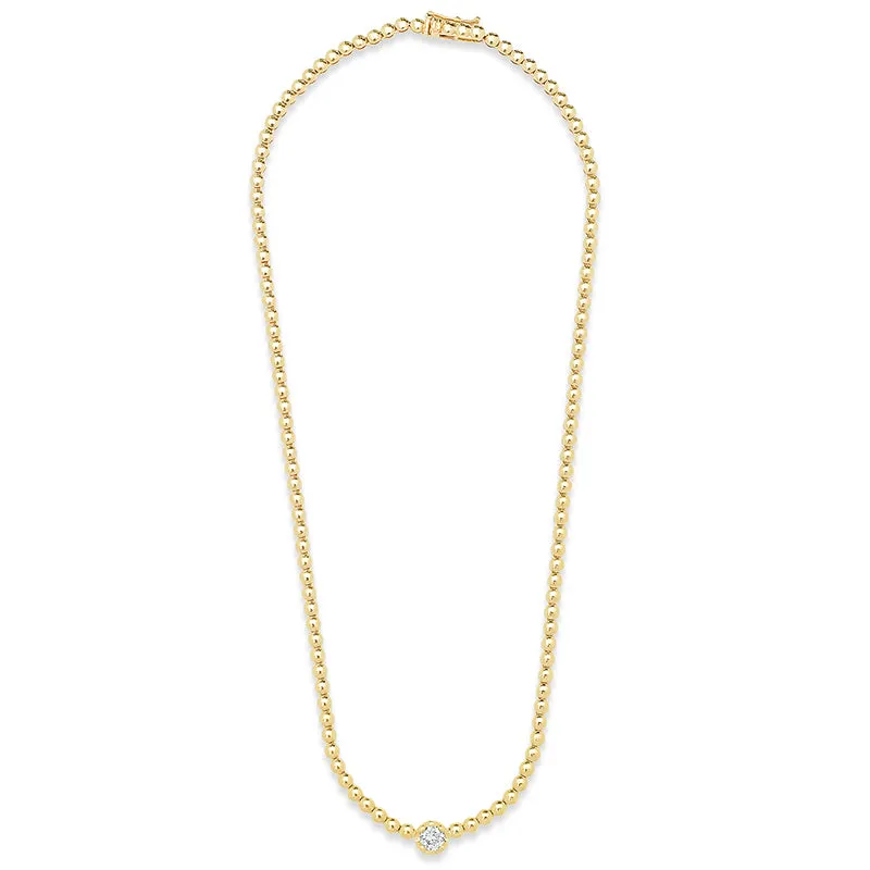 Mini Bezel Tennis Necklace with Illusion Set Diamond Accent