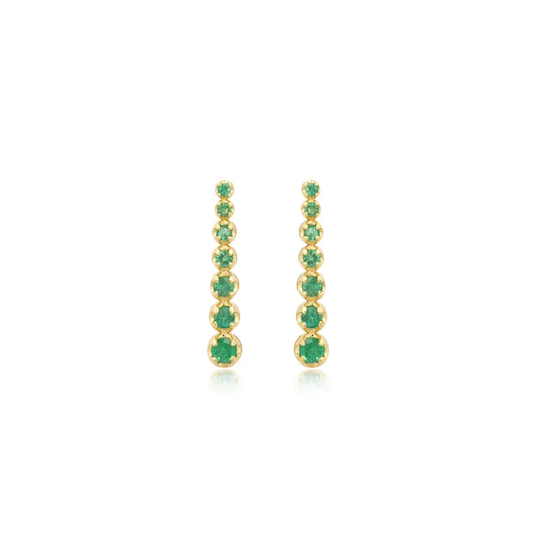 Mini Graduated Emerald Tennis Studs