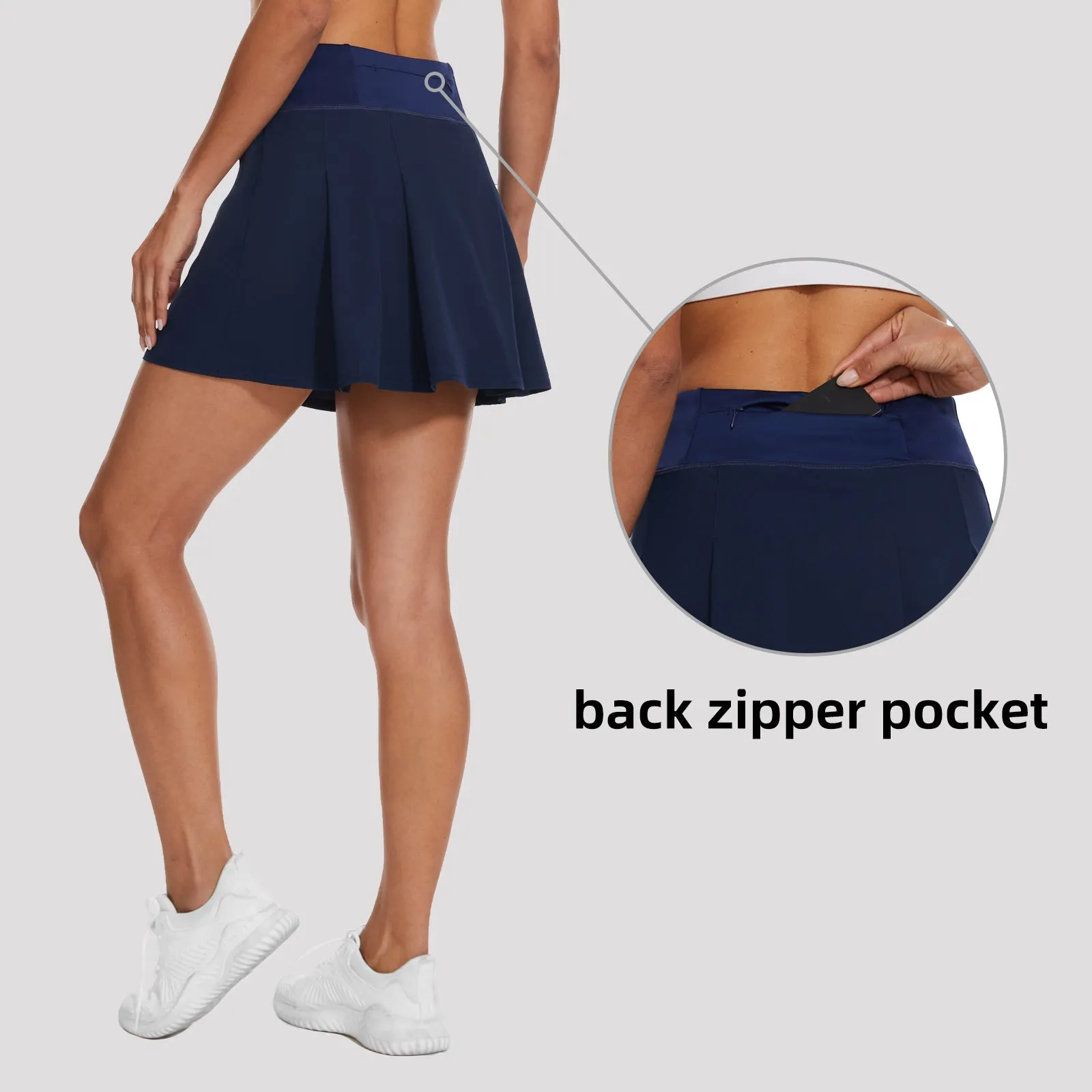 MOTEEPI Tennis Skirts for Women High Waisted Golf Athletic Workout Skort with Shorts Pockets