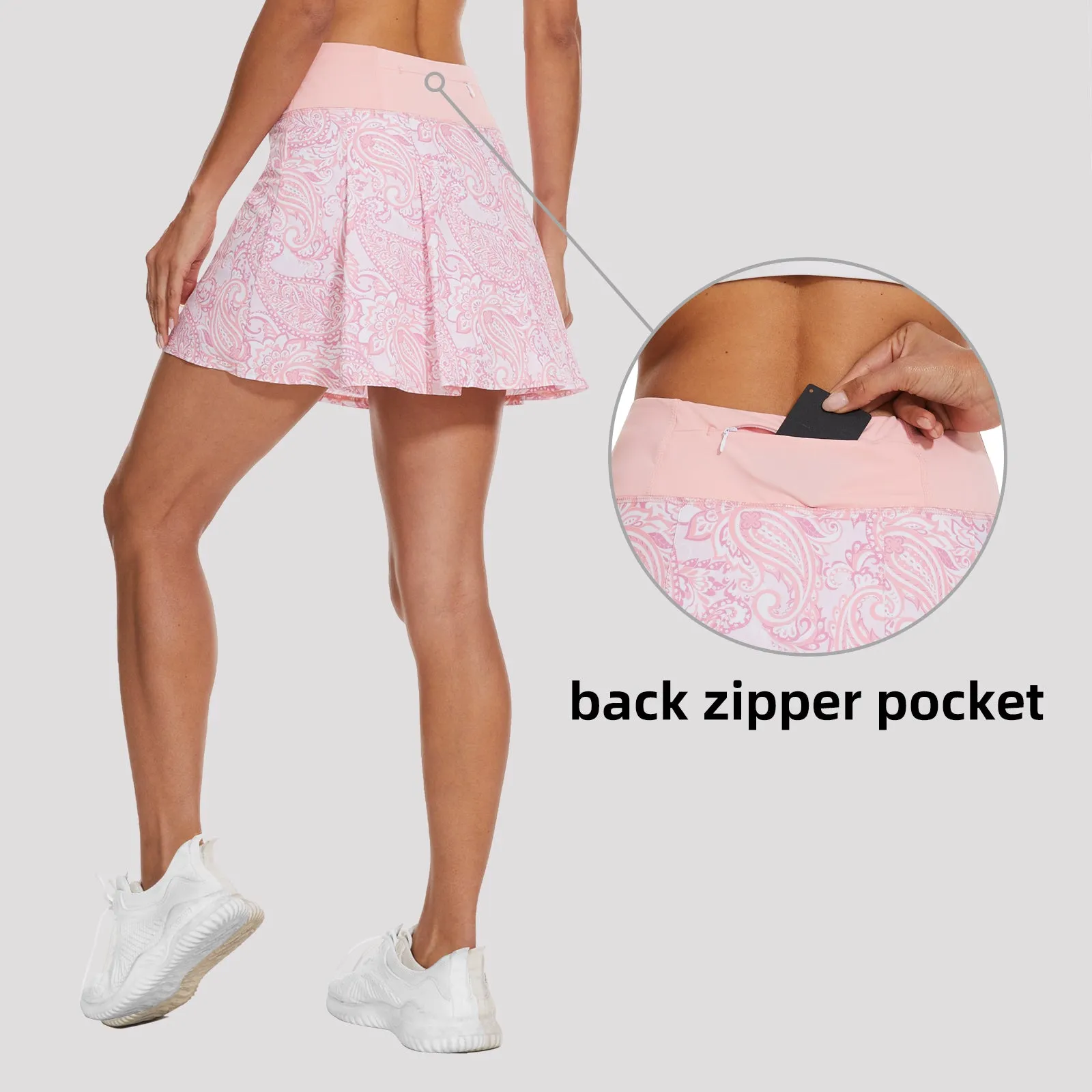 MOTEEPI Tennis Skirts for Women High Waisted Golf Athletic Workout Skort with Shorts Pockets