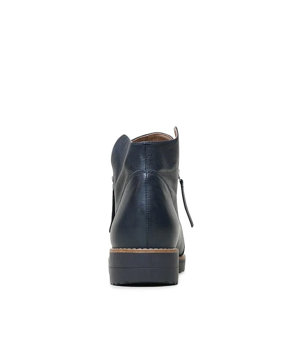 Ohmy Navy/ Navy Leather Ankle Boots