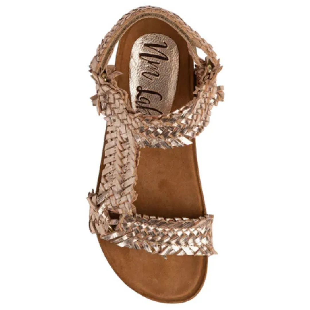 Online Exclusive | River Dance Woven Sandal in Champagne Gold