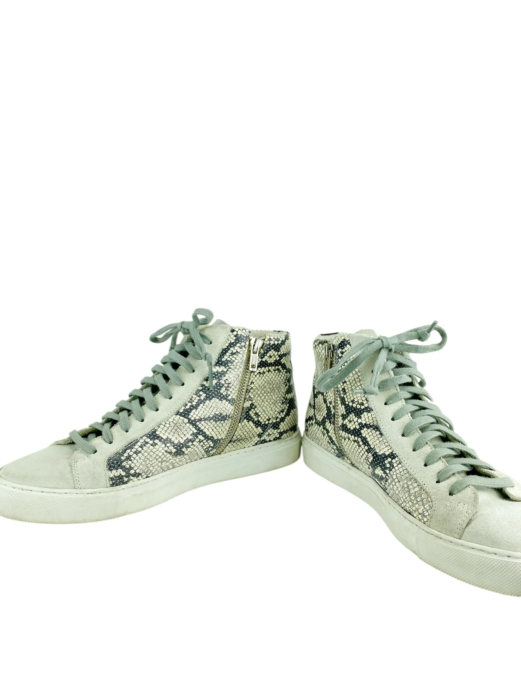 P448 Women's Snakeskin Distressed Leather High Top Sneaker Size 39 (IT) 8.5 (US)